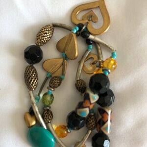 Chico’s Costume Jewelry Set, silver/gold.  Heart accents.  Turquoise and black.